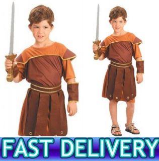 Childrens Boys Roman Soldier Warrior Gladiator School Kids Fancy Dress 