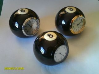 Handmade Billiard Ball Mini Desk Clock 8 Ball Black/Silver/G​old 