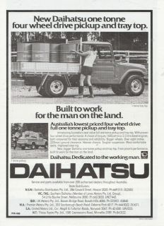 Vintage 1980 DAIHATSU 4WD CAR Advertisement ONE TONNE DIESEL 4WD
