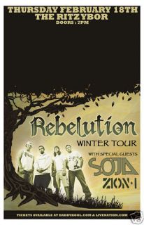Rebelution RARE LIMITED CONCERT POSTER * Soja * Zion 1
