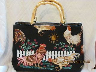 Isabella Fiore beaded black rooster chicke​n purse handbag