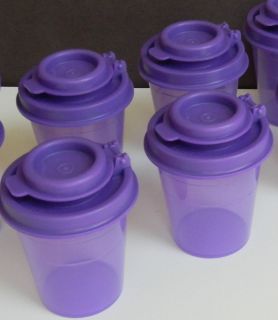 Tupperware S&P 2oz Midget Salt & Pepper Shakers 4pc Set   Purple Rare 