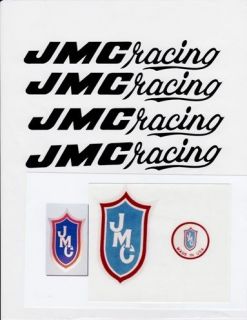 Black JMC® Racing BMX Vinyl Rub on Decal set1980 1985