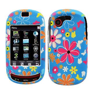 Samsung Gravity T669 Blue Pink Flower hard case snap on cover