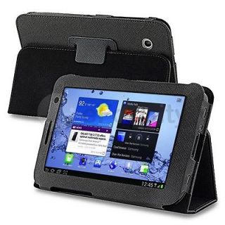 Black Folio Leather Case Cover Stand For Samsung Galaxy Tab 2 7 