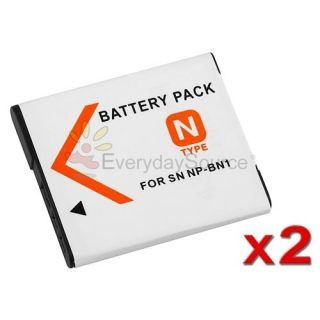 2x Battery for Sony N NP BN1 DSC W390 DSC WX5 DSC W380 W310 W610 W620 