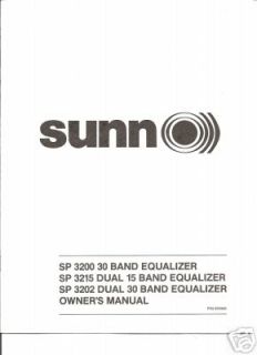 Sunn SP Series Graphic Equalizer Owners Manual