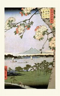 Japanese Artist Hiroshige Suijin Shrine Counted Cross Stitch Chart