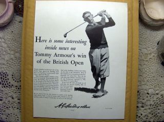 1931 Old Print Ad Spalding Golf Club Ball Shoes Pro Tommy Armour 