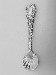 Repousse Shell Style Sterling Silver Salt Spoon