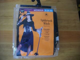 HALLOWEEN COSTUME WOMAN SPIDER WEB WITCH SMALL 4 6    NEW