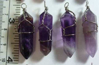 pc Lot, Wire Wrapped, Amethyst Crystal Pendant. Double Terminated