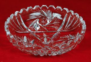 Clear Lead Crystal Hand Cut 5.75 Round Ashtray Dish Mint 