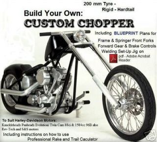   Chopper Blueprint Rigid Frame Plans for 200mm Tire Springer brake