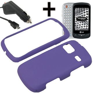Purple Hard Cover Case For Sprint Boost LG Rumor Reflex LN272 + Car 