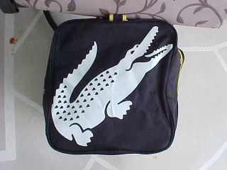 LACOSTE Duffle Bag 21 by 12 Black & Yellow ALLIGATOR on Side