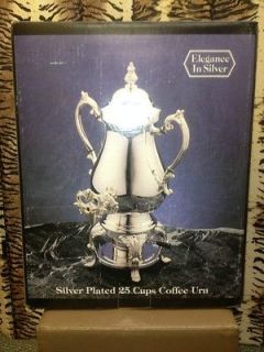 Silver Plated Coffee Urn ~ 25 Cup ~ by Elegance In Silver NIB
