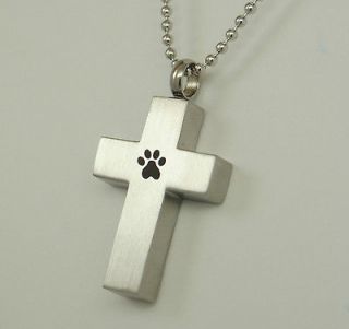   CROSS PET CREMATION URN NECKLACE CROSS PET URN PAW CREMATION JEWELRY