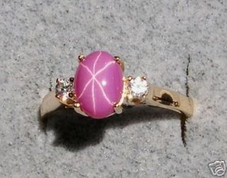 LINDE LINDY STAR RUBY CREATED SAPPHIRE PINK SS RING