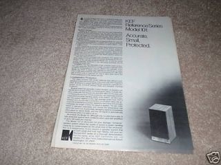 KEF Model 101 Ad from 1975,specs and details
