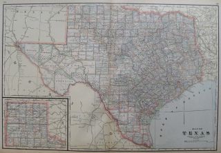 Antique Map of TEXAS 1919 State Map Vintage 1900s Atlas Map