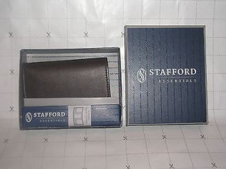 Stafford Essentials Three Fold Tri Fold Genuine Leather Wallet New in 