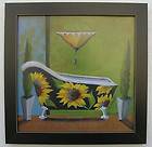 Sunflower Bath Tub Bathroom Pictures Framed Country Primitive Pictures