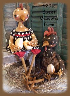 Primitive PATTERN Chicken And Rooster Dolls and Chicken Nugget Eggs