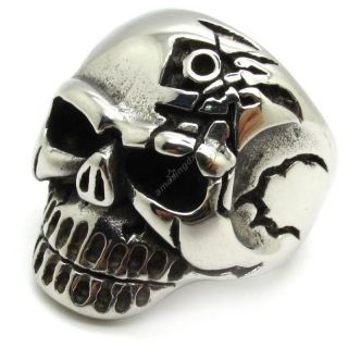 Terminator Arnold skull 316L stainless steel mens boys silver ring
