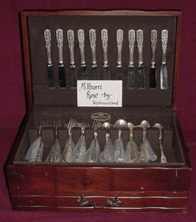   ROSE BY WESTMORLAND STERLING SILVER FLATWARE SET SERVICE 61 PIECES