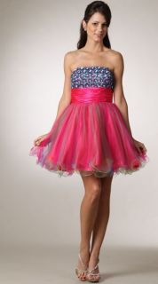 Sexy Short Strapless Tutu Sequins Top Homecoming Cocktail Prom Dress 