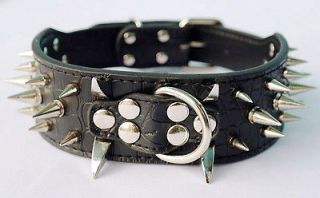    20 Black Spiked Leather Dog Collars for Pitbull 
