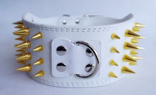   Leather Dog Gold Spiked&Studded Collars for Pit bull Mastiff Dog
