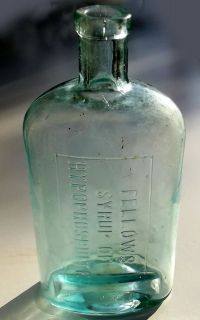 1880s Fellows Syrup of Hypophosphites aqua medicine/drug bottle 