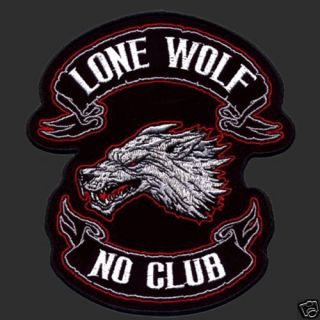 LONE WOLF NO CLUB BIKER PATCH (XXL) BIKER PATCH