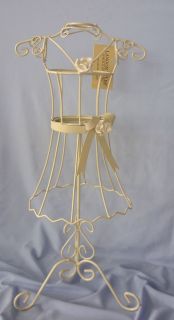   Vintage Chic Cream Rose Metal Wire Table Top Mannequin Jewellery Stand