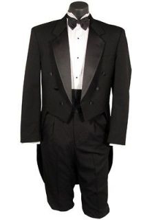 37 R Black Wool Tuxedo Tailcoat Notch Tux Tail Coat Tails Jacket 37R