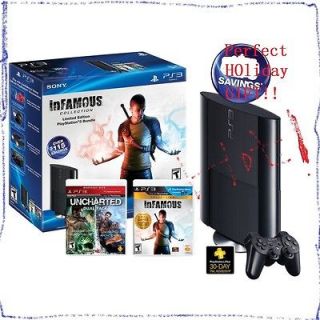 NEW SONY PLAYSTATION 3 PS3 SLIM 250 GB BUNDLE w INFAMOUS + UNCHARTED 