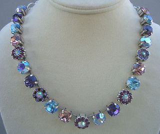 MARIANA Necklace Tanzanite w Indicolite and Rose Swarovski Crystal 