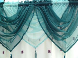 teal swag curtains