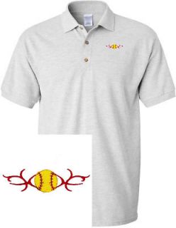 Softball Tattoo Sports Soccer Golf Embroidered Embroidery Polo Shirt