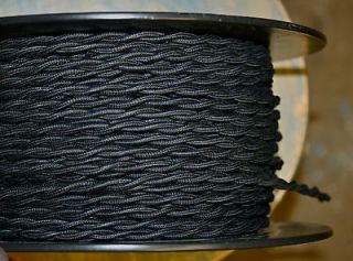 Black Twisted Cotton Covered Wire, Vintage Style Cloth Lamp Cord 