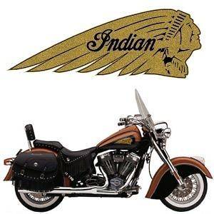 Newly listed 2 Gold Indian Motorcycle War Bonnet Gas Tank Decals 504R 