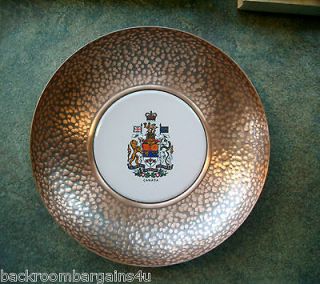 Vintage FANTASY COPPERWARE Canadian Crest Tile in a Copper Round Dish