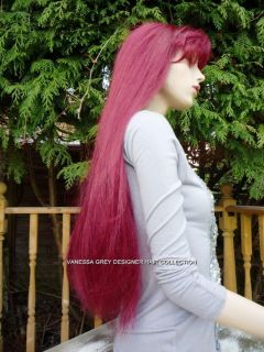WIG PERRUQUE LIKE REAL HAIR X LONG CHER GOTH RUBY RED WITCH CRAFT