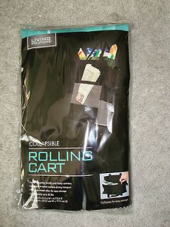 Living Solutions Collapsible Rolling Cart 24.25 X 11.5 NEW