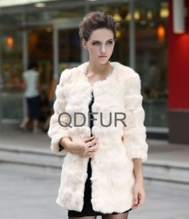 Women Real Rabbit Fur Coat Jackets Fashion Warm Winter Outwear Garment 