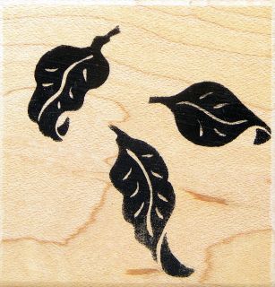 THREE BOLD FLOWING LEAVES Background Rubber Stamp GREAT IMPRESSIONS 