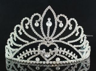 MAJESTIC RHINESTONE CROWN TIARA WITH HAIR COMBS PAGEANT BRIDAL PROM 