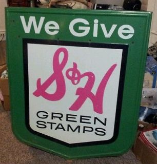 Large Metal Vintage We Give S&H Green Stamps Sign